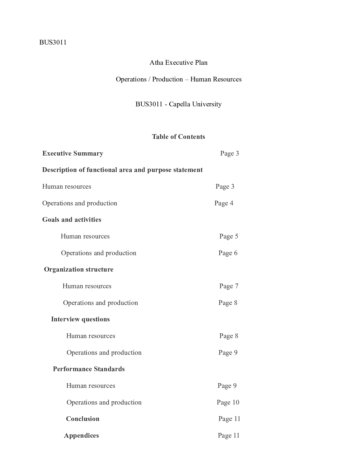 Preview image of Atha Executive Plan.docx  BUS3011  Atha Executive Plan  Operations / Production “ Human Re document